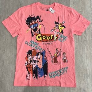 NEW Walt Disney Parks A Goofy Movie Pink Adult T-Shirt Powerline Max Goofy